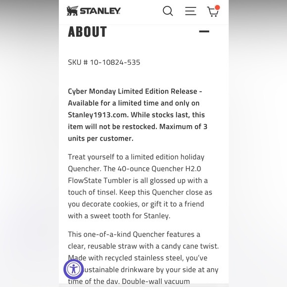 Stanley Tumbler THE QUENCHER 40 OZ Mistletoe Twist LIMITED Edition. LAST ONE! - Picture 7 of 16